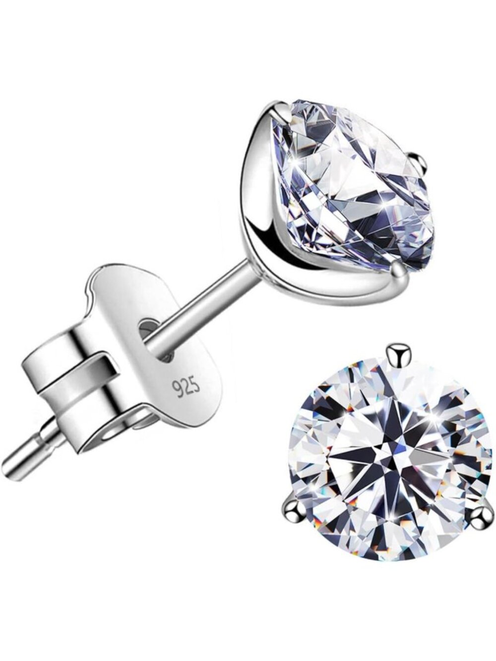 Elegant 18K Gold Plated Silver Simulated Diamond CZ Stud Earrings - Stunning
